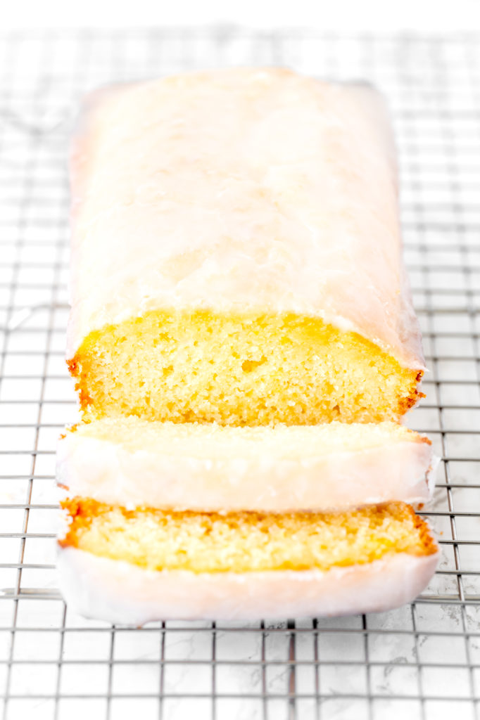 dairy free lemon cake on a cooling rack